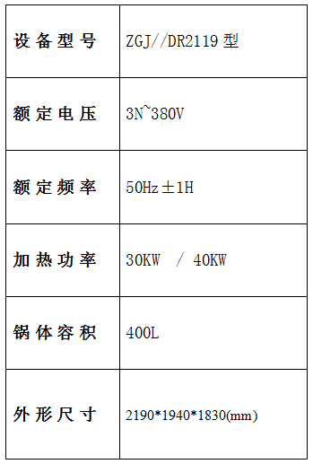 焯煮、油炸設備參數(shù)